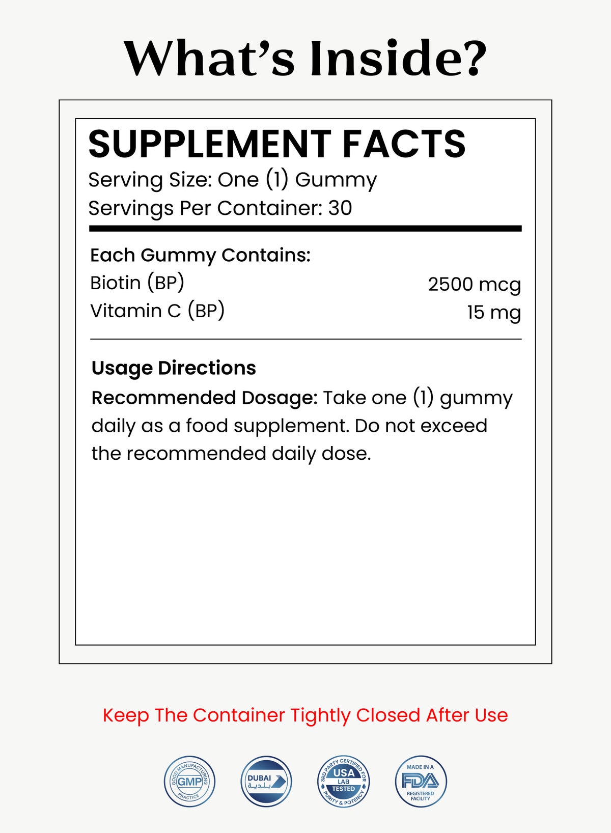Biotin Plus - Biotin 2500 mcg - Healthy Hair, Radiant Skin & Strong Nails (30 Gummies) - Image 2