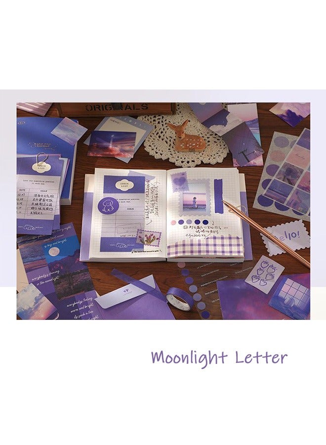 155-piece Gift Box A6 Notebook Poster cover Notepad Background Paper Daily Sticker PET Sticker Paper Photo Frame Card Grace Gift(Purple) - Image 5