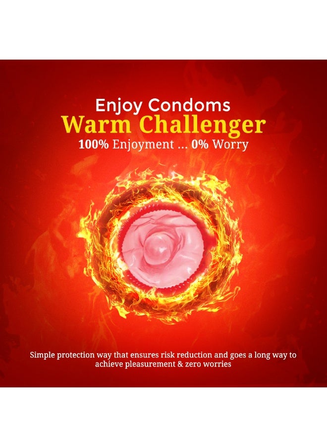 ENJOY Warm Challenger Condoms 5 in 1 | Premium Latex Condoms | Hot + Dotted + Ribbed + Delay + Pomegranate | Extra Sensation & Long-Lasting Pleasure | Large Size 52mm | Safe, Natural & Comfortable - Image 3