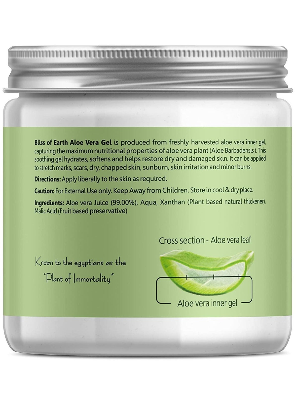 Bliss of Earth 99% Pure Aloe Vera Gel For Hair & Face, Crystal Clear Aloe Gel, 2