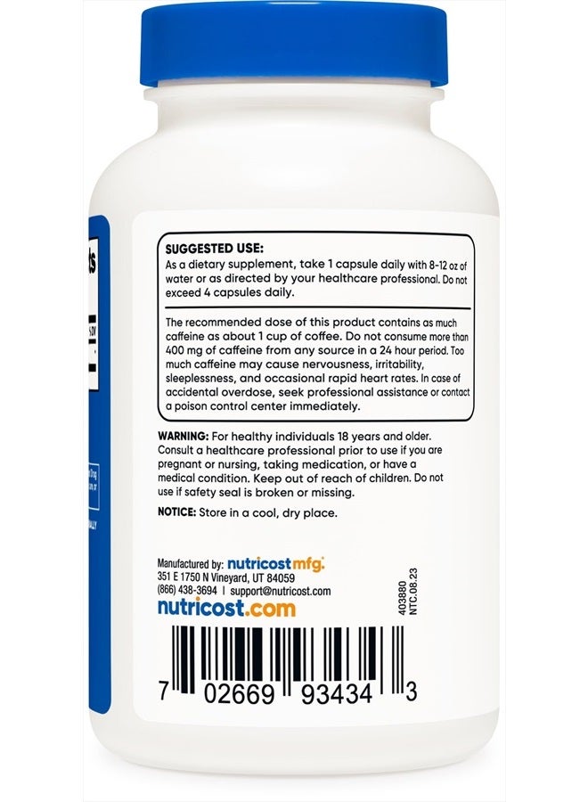 Caffeine Pills 100mg Per Serving, 250 Capsules - Image 3