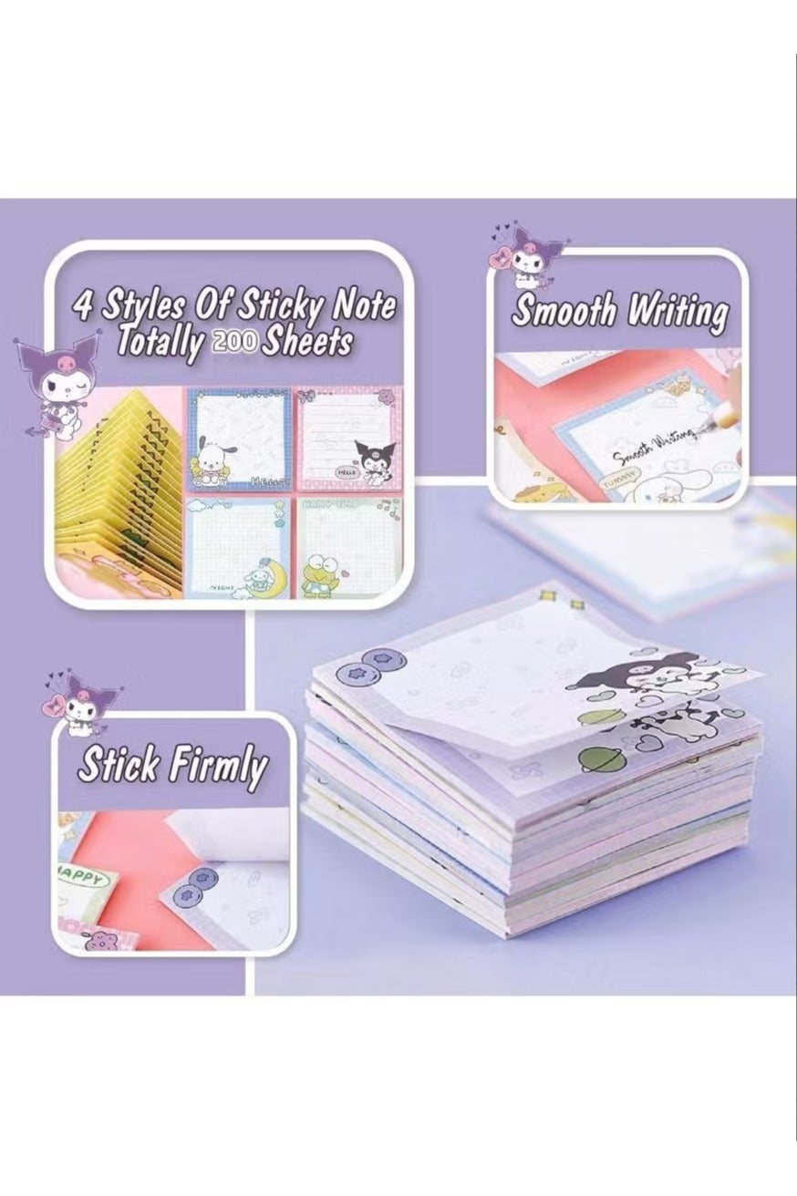 Cute Kuromi Anime School Supplies Set, Kawaii Stationery Set for Girls, Purple Rollerball Pens, Pencil Case, Notebook, Sticky Notes - Image 5