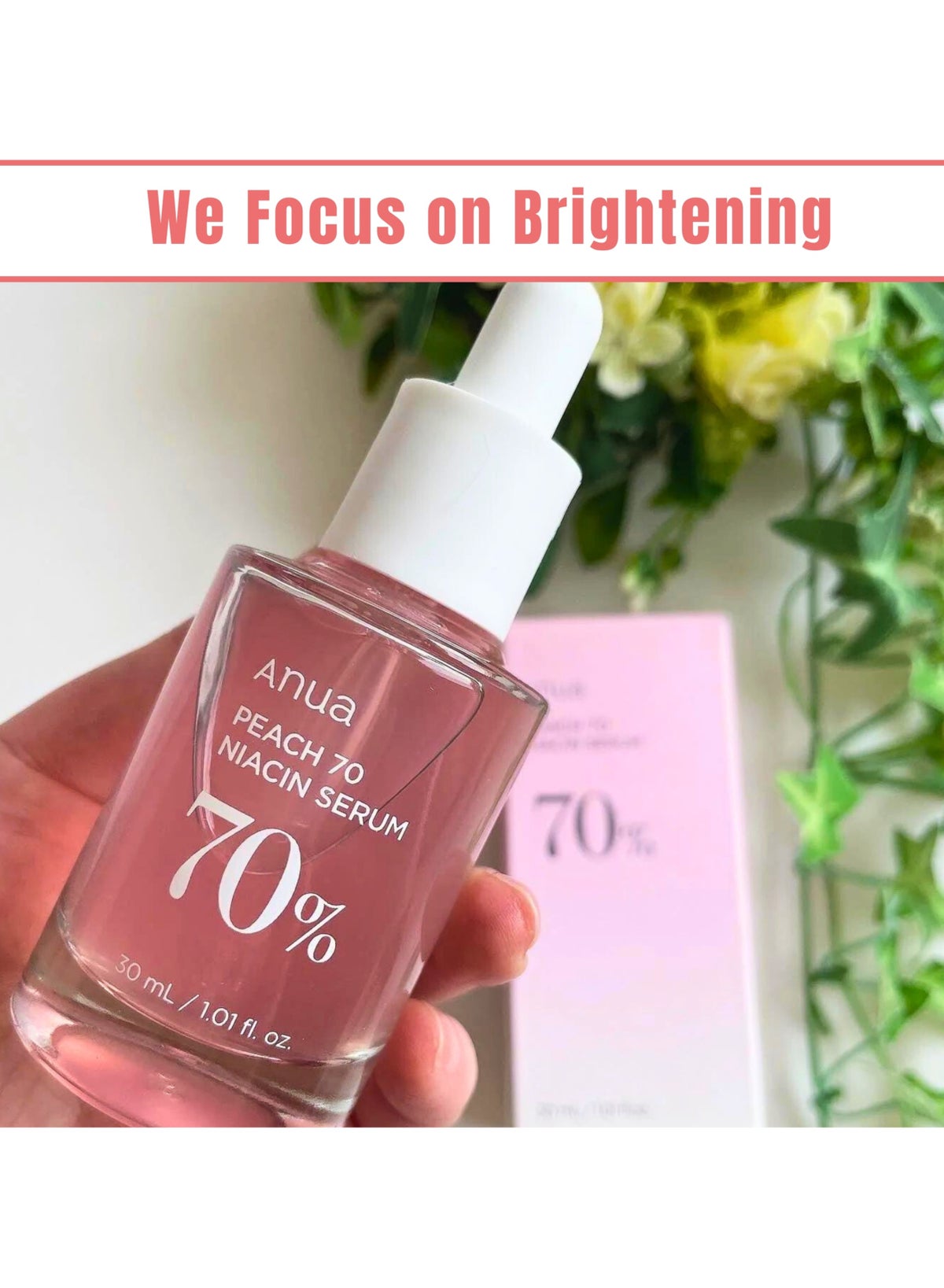 Peach 70% Niacinamide Serum 30ml / Brightening Hydrating Face Serum Hyperpigment