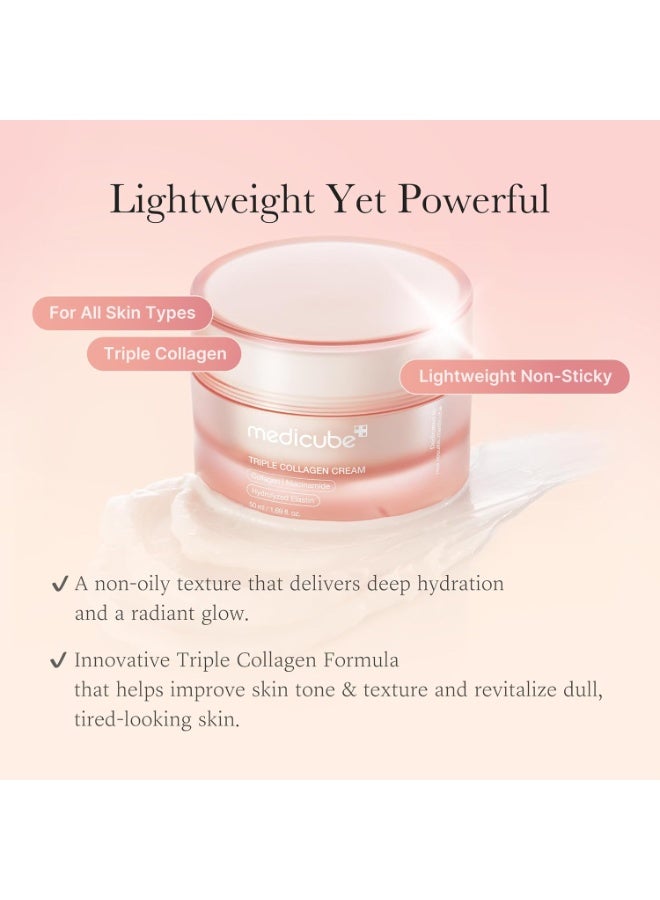 Medicube Triple Collagen Cream - Hydrating & Firming Moisturizer with Hyaluronic Acid, Premium Elastin, Shea Butter - Wrinkle Care & Boosts Elasticity |50ml - Image 5