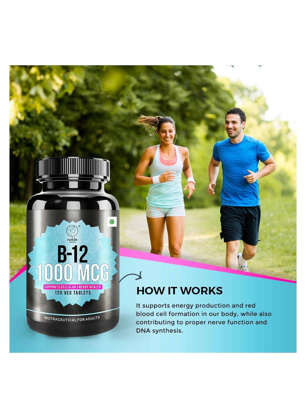 Vitamin B12 1000 mcg, Dietary Supplement For Energy Metabolism Support 120 Tablets, 120 Days Supply - Image 6