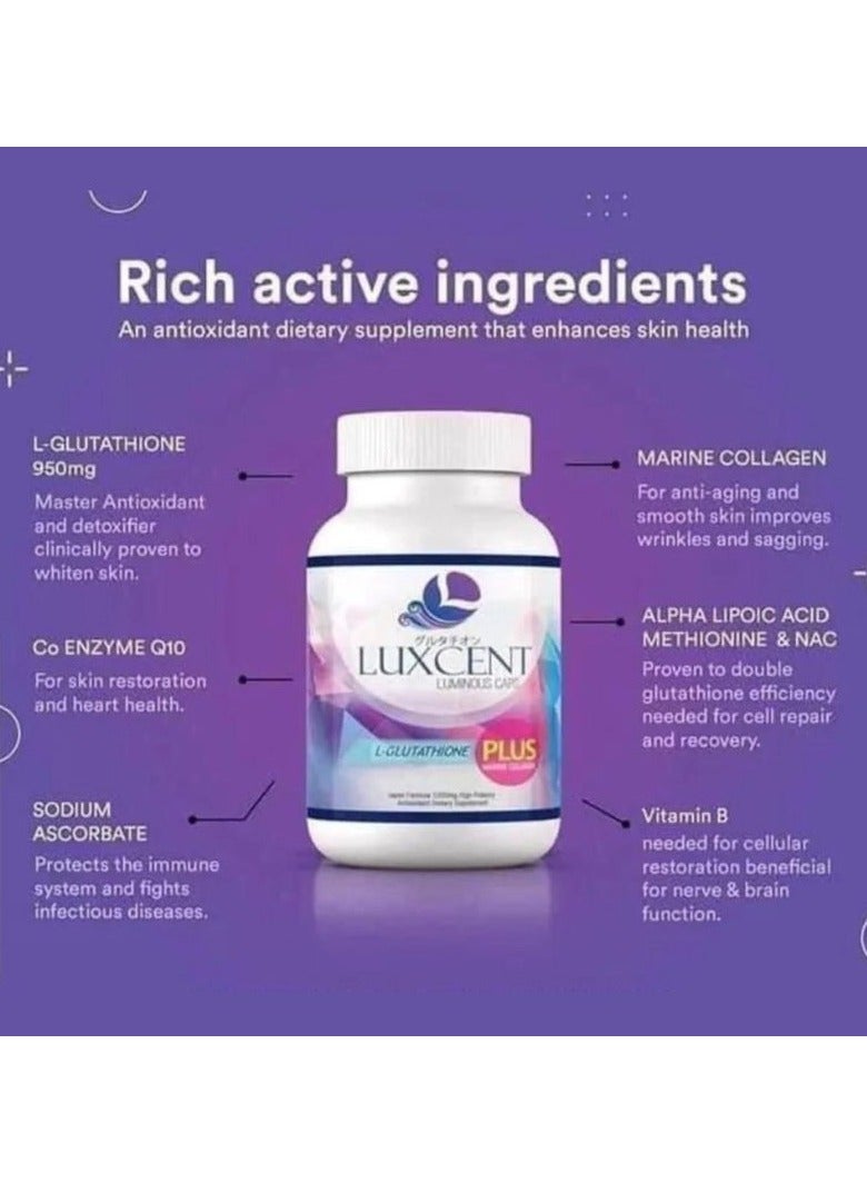 Luxcent Glutathione Capsules, Anti-Aging, Anti-Stress Formula for Skin Whitenin, 60 Capsules of Radiance and Wellness. - Image 2