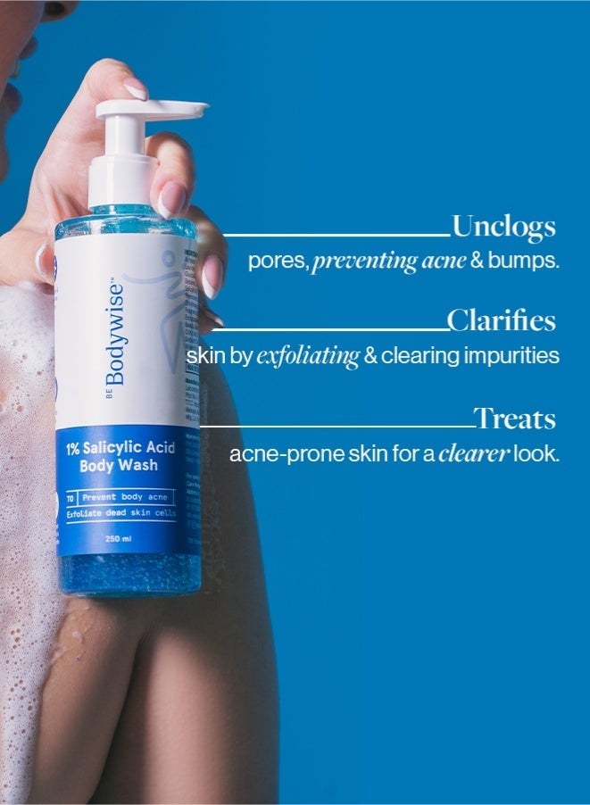 Be Bodywise 1% Salicylic Acid Body Wash Shower Gel | For Body Acne, Strawberry Skin | Infused with1% Salicylic Acid, Camomile extract, Pentavitin | Non-Drying, Paraben Free I All Skin Types I 250 ml - Image 2