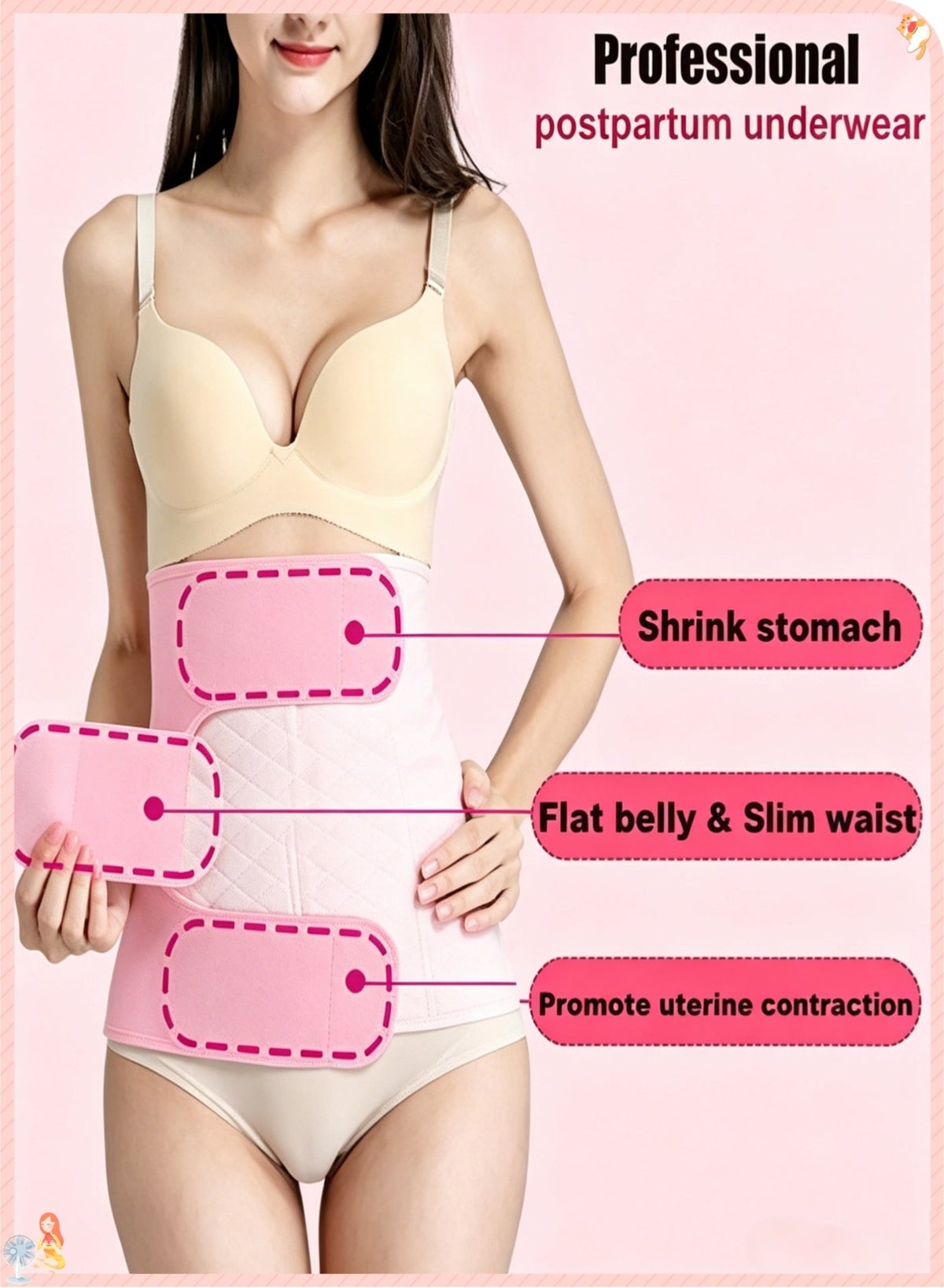 Postpartum Belly Band 4-Layer Cotton Postnatal, Abdominal Wrap, 3 Adjustable Closures with 5 Steel Bones Back Support Post Pregnancy Waist Trainer for C-section & Natural Birth - Image 4