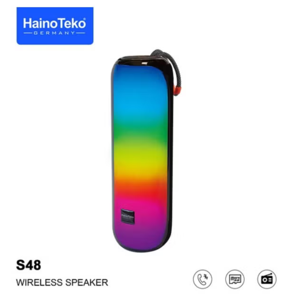 Haino Teko Portable Wireless Bluetooth Speaker with Deep Bass, RGB LED Lights, Waterproof Design, and Built-in Mic - Compact Rechargeable Mini Speaker for Outdoor, Travel and Home Use- S48 - Image 2