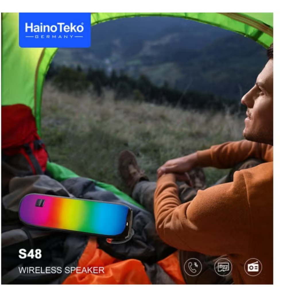 Haino Teko Portable Wireless Bluetooth Speaker with Deep Bass, RGB LED Lights, Waterproof Design, and Built-in Mic - Compact Rechargeable Mini Speaker for Outdoor, Travel and Home Use- S48 - Image 4