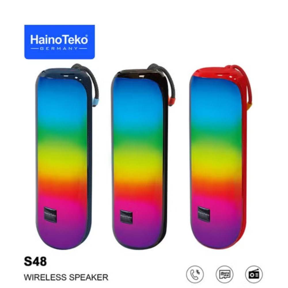 Haino Teko Portable Wireless Bluetooth Speaker with Deep Bass, RGB LED Lights, Waterproof Design, and Built-in Mic - Compact Rechargeable Mini Speaker for Outdoor, Travel and Home Use- S48 - Image 5