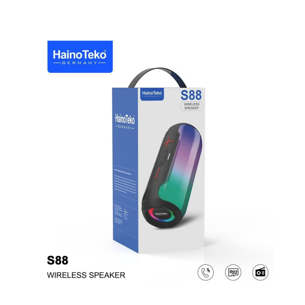 Haino Teko Wireless Bluetooth Speaker With LED Light and Button Control, Black - S88 - Image 4