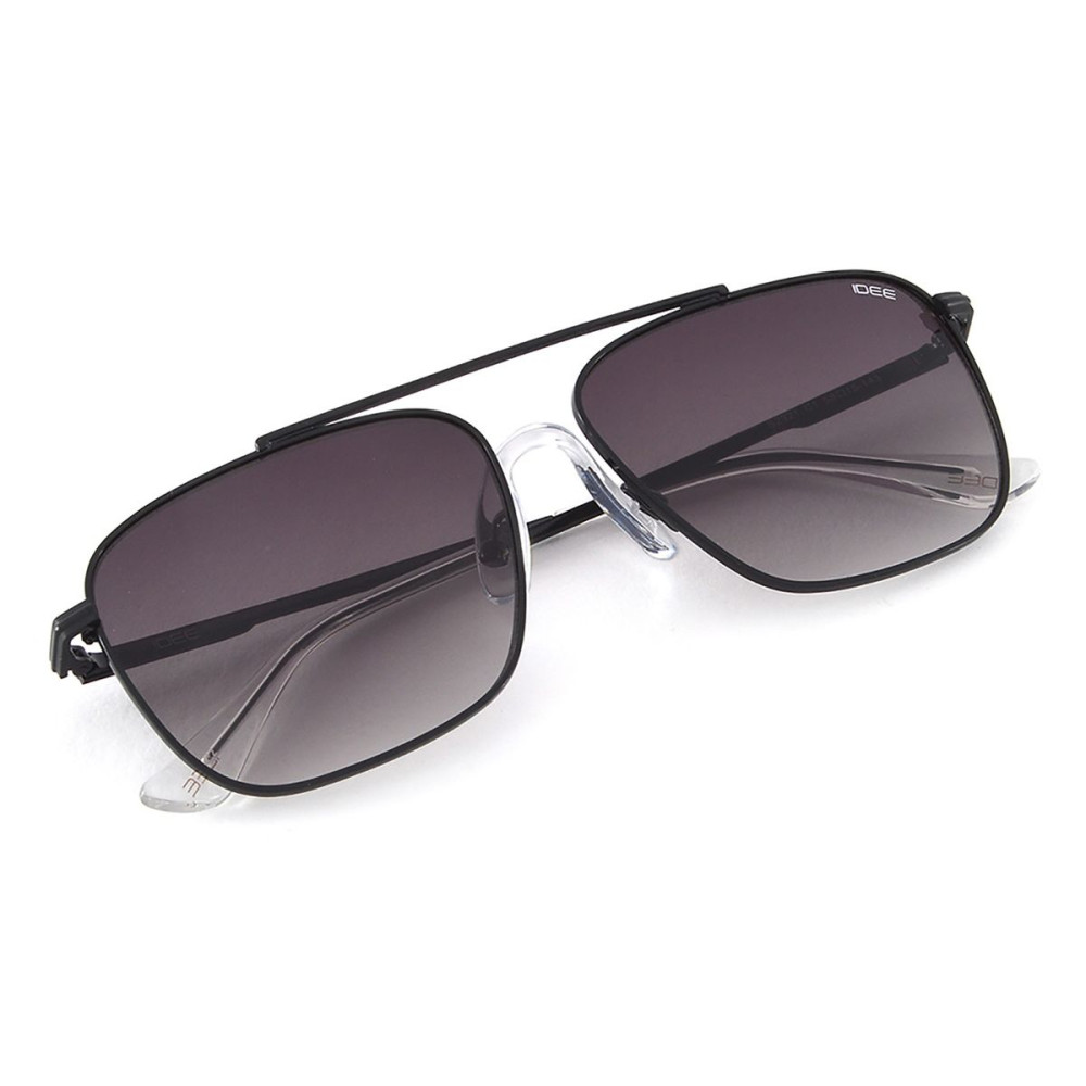 IDEE Men Mirrored Grey Lens Sunglasses Full Frame Pilot Shape 58-15-144mm Black