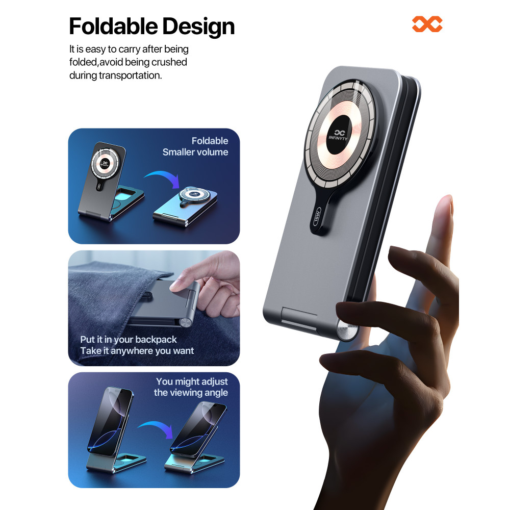 Infinyty MagIQ Hub 3-in-1 Magnetic Wireless Charger - Grey - W22