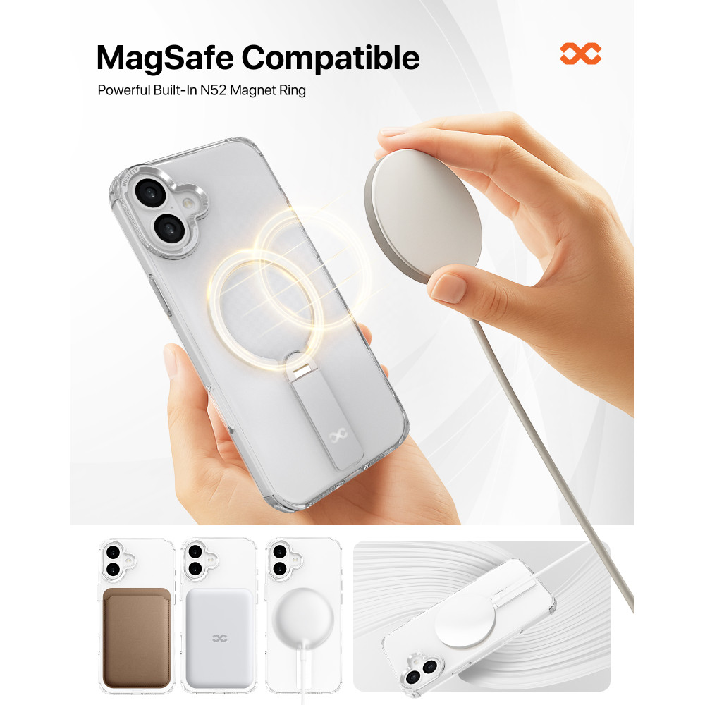 Infinyty 360 Degree Rotatable Stand Stanzo Case for iPhone 16 - Clear - STA012X0