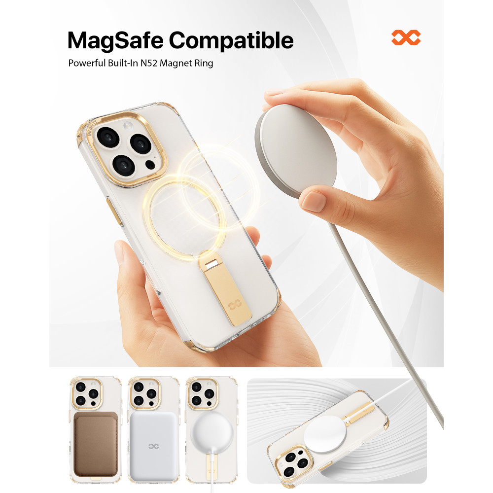 Infinyty 360 Degree Rotatable Stand Aurum Case for iPhone 16 Pro - Clear - AUR01