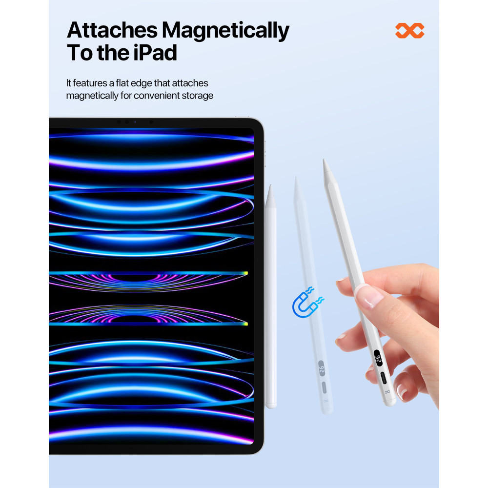 Infinyty Magnetic iPad Stylus Pen with Digital Display Point - White - SP-06