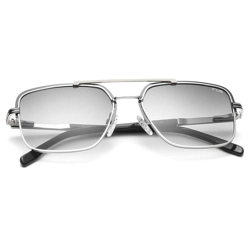 IRUS Unisex Gradient Grey Lens Sunglasses Full Frame Pilot Shape 53-17-138mm Sil