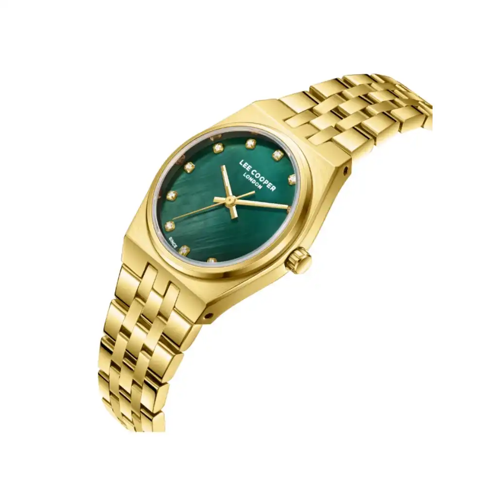 Lee Cooper Metal Analog Watch LC08204.170 Women 30mm Green MOP Dial Water Resistant Care - Image 2