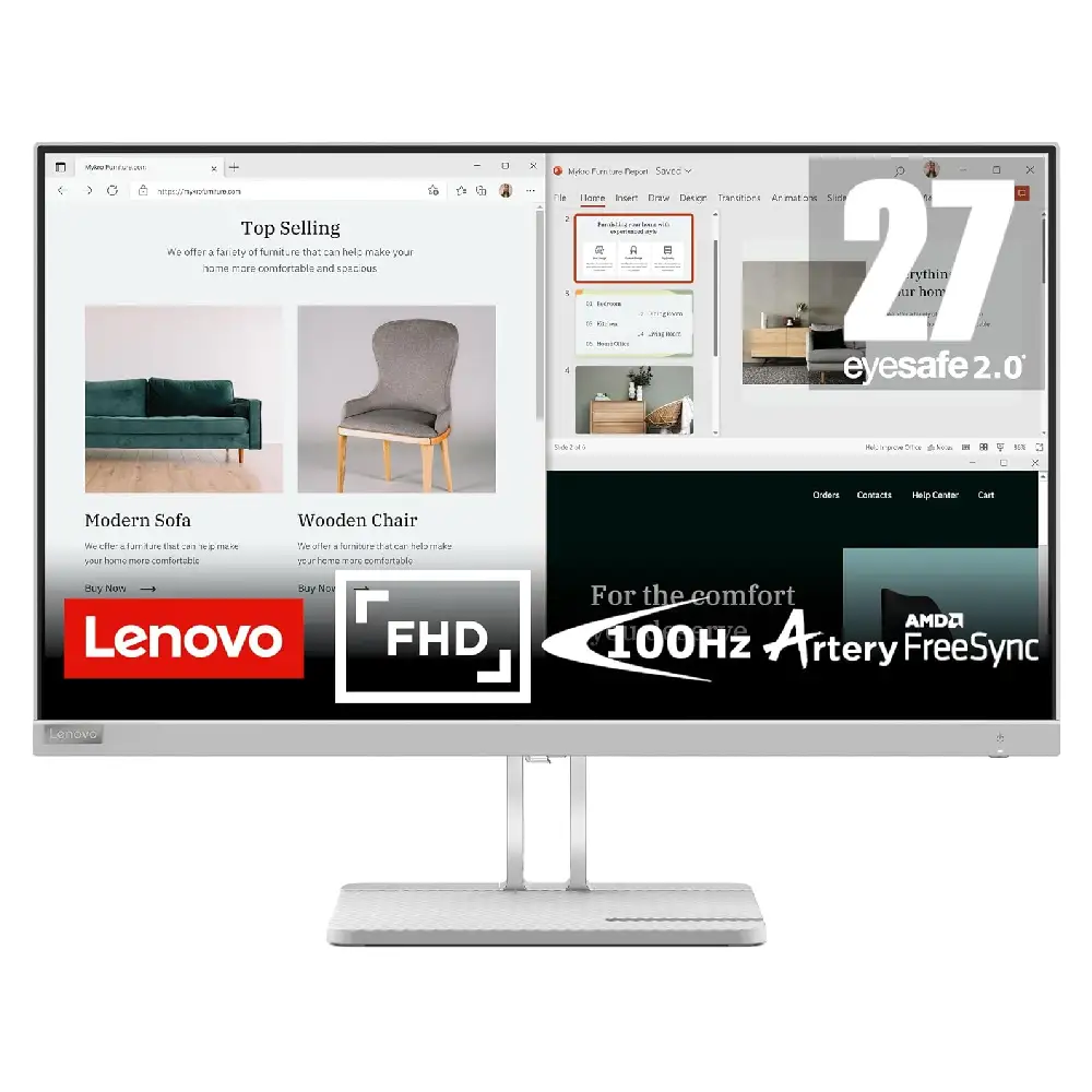 Lenovo L22e-40 21.5 Inch FHD Monitor 75Hz VA Display, AMD FreeSync, HDMI & VGA,