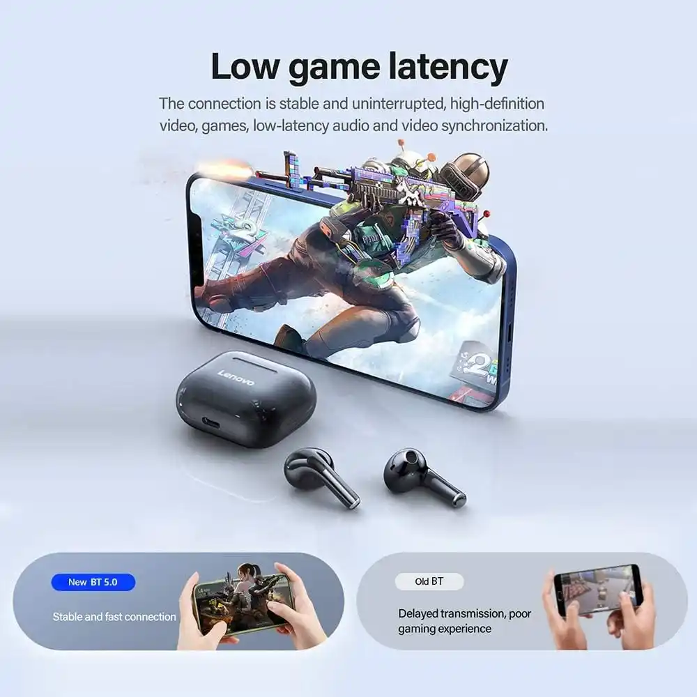 Lenovo LivePods LP40 True Wireless Earbuds - Bluetooth 5.0 TWS, Touch Control, Stereo Sound & Charging Case, Black - Image 5
