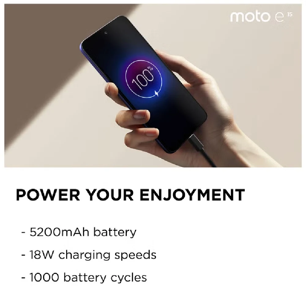 Motorola E15 4G Dual SIM - 6.67 Inch LCD Display, 2GB, 64GB, 32MP AI Camera, 520
