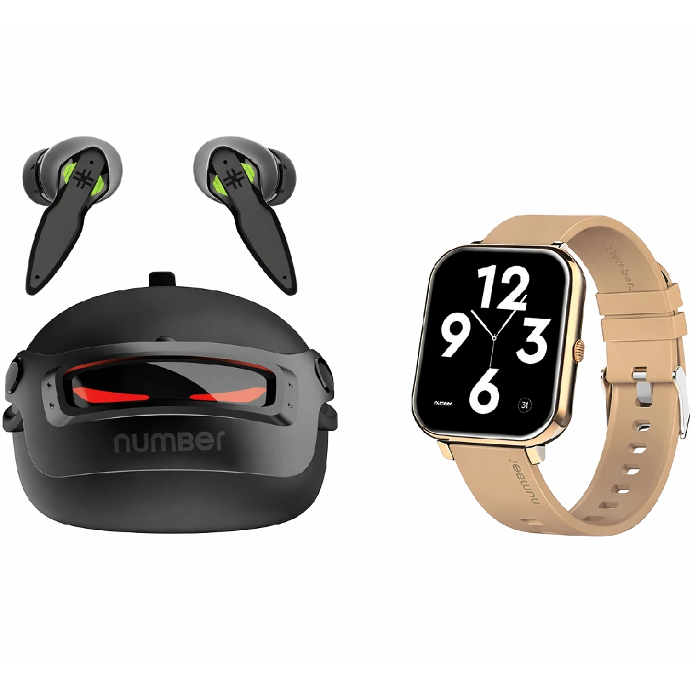 NUMBER DialFit Pro Max 1.91 Inch Bluetooth Calling Smartwatch GPS NFC Gold Black