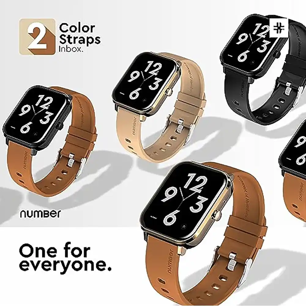 NUMBER Gold & Black Duo - DialFit Bluetooth Calling Smartwatch with 7 Days Batte