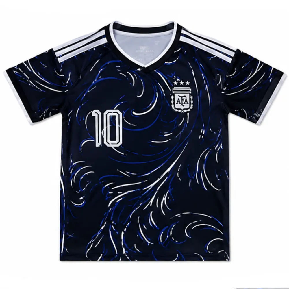 OurShopee Argentina Away Navy Graphic Jersey and Shorts Kit for Men - Dark Navy Blue Jersey & Black Shorts, Size XXL - Image 2