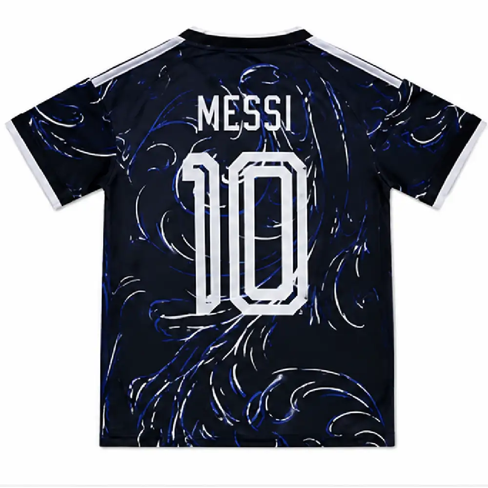 OurShopee Argentina Away Navy Graphic Jersey and Shorts Kit for Men - Dark Navy Blue Jersey & Black Shorts, Size XXL - Image 4