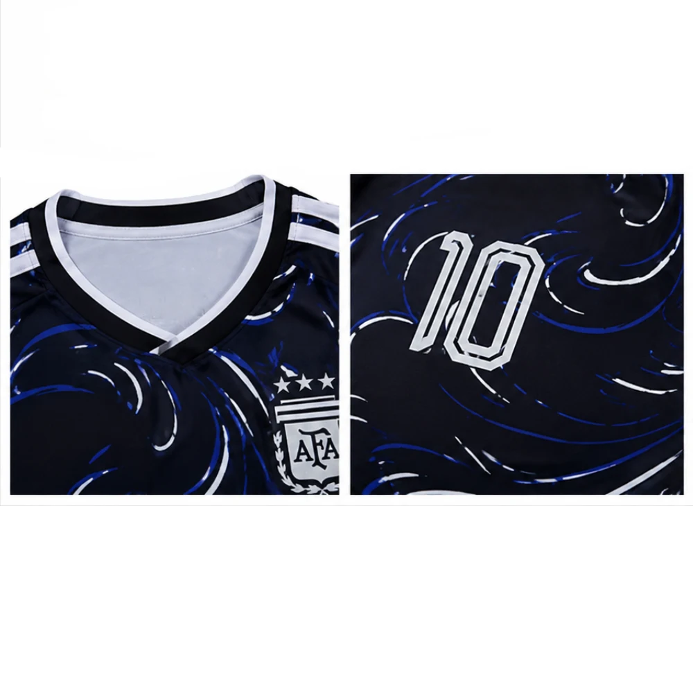 OurShopee Argentina Away Navy Graphic Jersey and Shorts Kit for Men - Dark Navy Blue Jersey & Black Shorts, Size XXL - Image 5