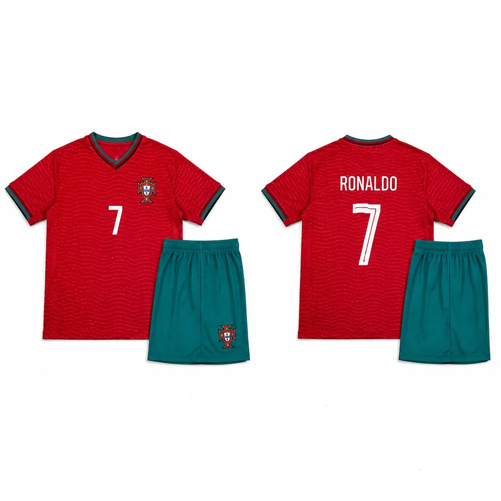 OurShopee Portugal Home Jersey and Shorts Kit for Men - Red and Teal, Size XL - Image 2