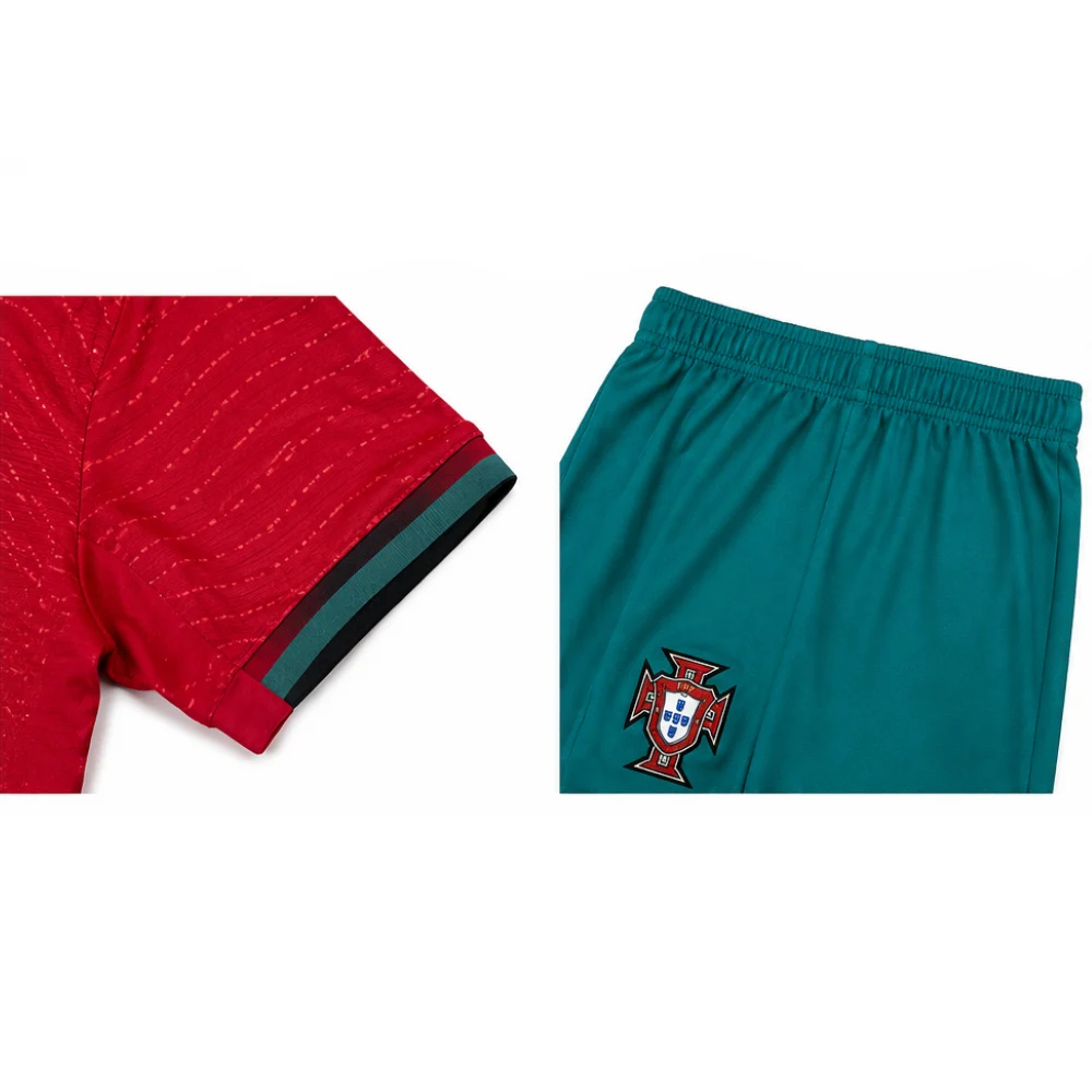 OurShopee Portugal Home Jersey and Shorts Kit for Men - Red and Teal, Size XL - Image 3
