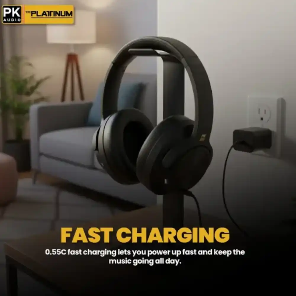 Platinum Karaoke Wave X500 ANC Wireless Headphones Active Noise Cancelling Bluetooth Over Ear Headset Long Battery Premium Sound Black - Image 2