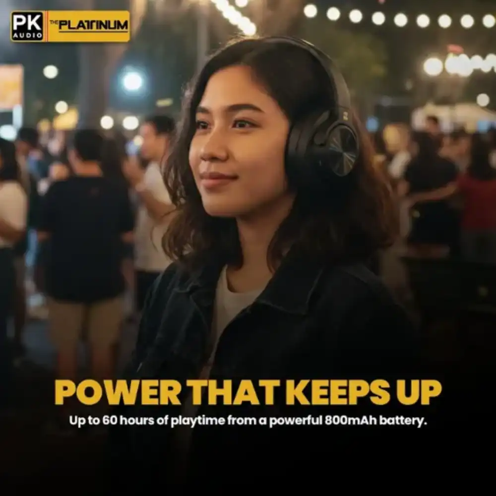 Platinum Karaoke Wave X500 ANC Wireless Headphones Active Noise Cancelling Bluetooth Over Ear Headset Long Battery Premium Sound Black - Image 3