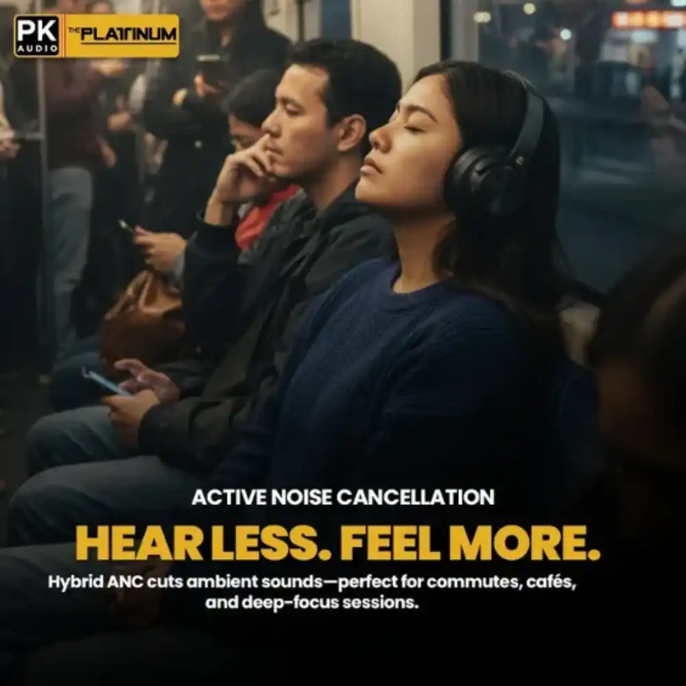 Platinum Karaoke Wave X500 ANC Wireless Headphones Active Noise Cancelling Bluetooth Over Ear Headset Long Battery Premium Sound Black - Image 4
