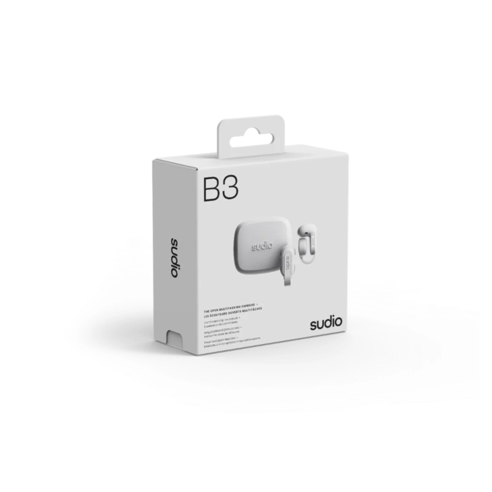 Sudio B3 Open-Ear Clip-On True Wireless Earbuds with Bluetooth 6.0, IPX4 Splash Resistance, 30 Hours Playtime, Touch Control, USB-C Charging, White - B3WHT - Image 3