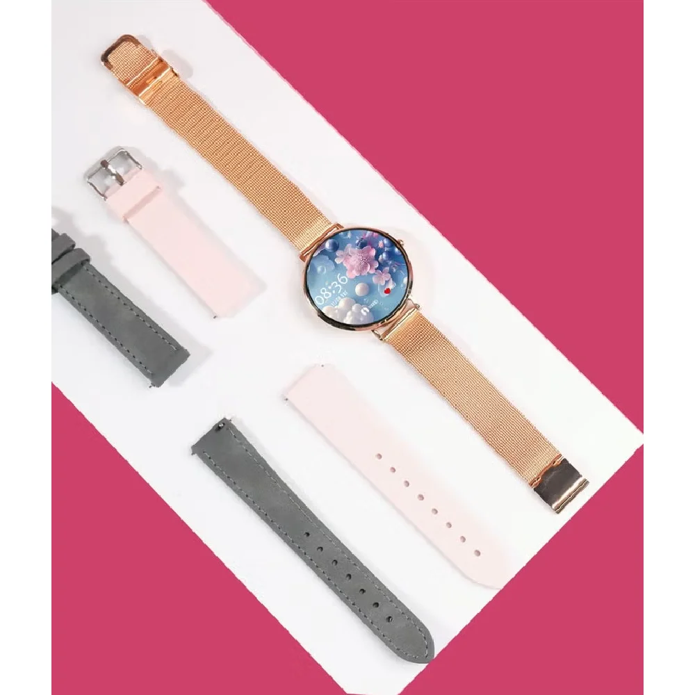 Telzeal LOLA-6 Round Ultra-Slim Smartwatch for Women, 3 Interchangeable Straps, 