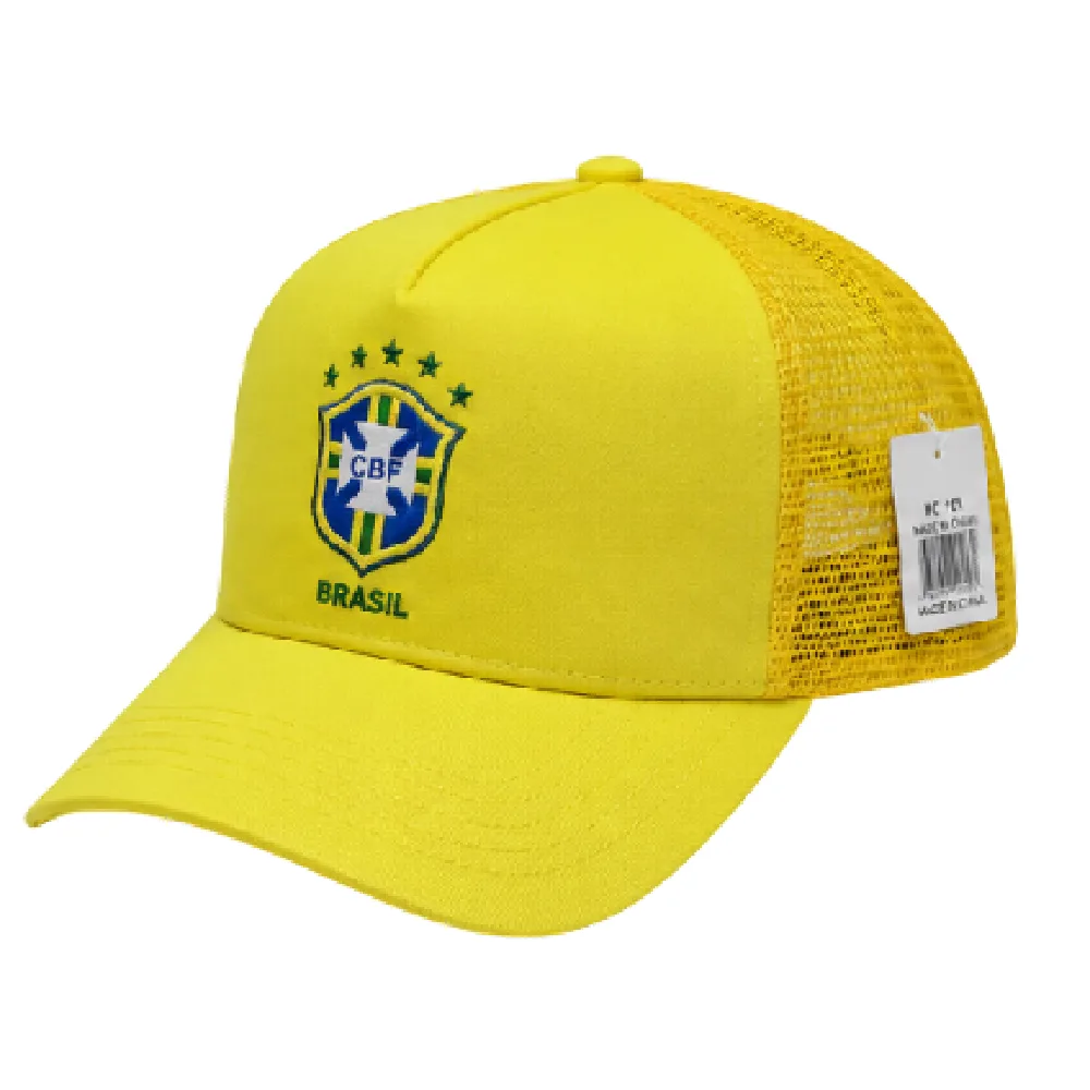 Toyland Brazil Football Fan Net Long Cap, Adjustable Breathable Mesh Hat, Unisex, Yellow - HC101 - Image 2