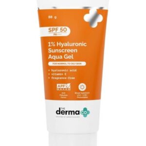 1% Hyaluronic Sunscreen SPF 50 Aqua Gel, PA++++, Lightweight, No white-cast for Broad Spectrum And Blue Light Protection for Oily, Dry, Acne-prone Skin – 80g
