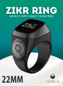 Smart Zikr Ring Lite 22MM Prayer & Tasbih Counter – Black/Gray