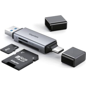 Blupebble 2-in-1 USB-C & USB-A SD Card Reader – SuperSpeed 5Gbps Dual Slot TF / Micro SD & SD Card Adapter | Space Gray Aluminum (BP-SDTFRDR-GY)