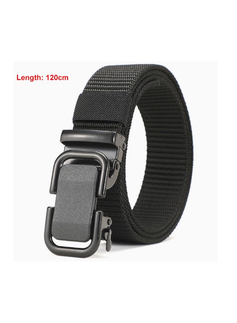 Men's Nylon Tactical Duty Belt - Automatic Ratchet Seatbelt Buckle Heavy Duty Webbing Belt for Outdoor, Military & Everyday Casual (Black) - Image 2