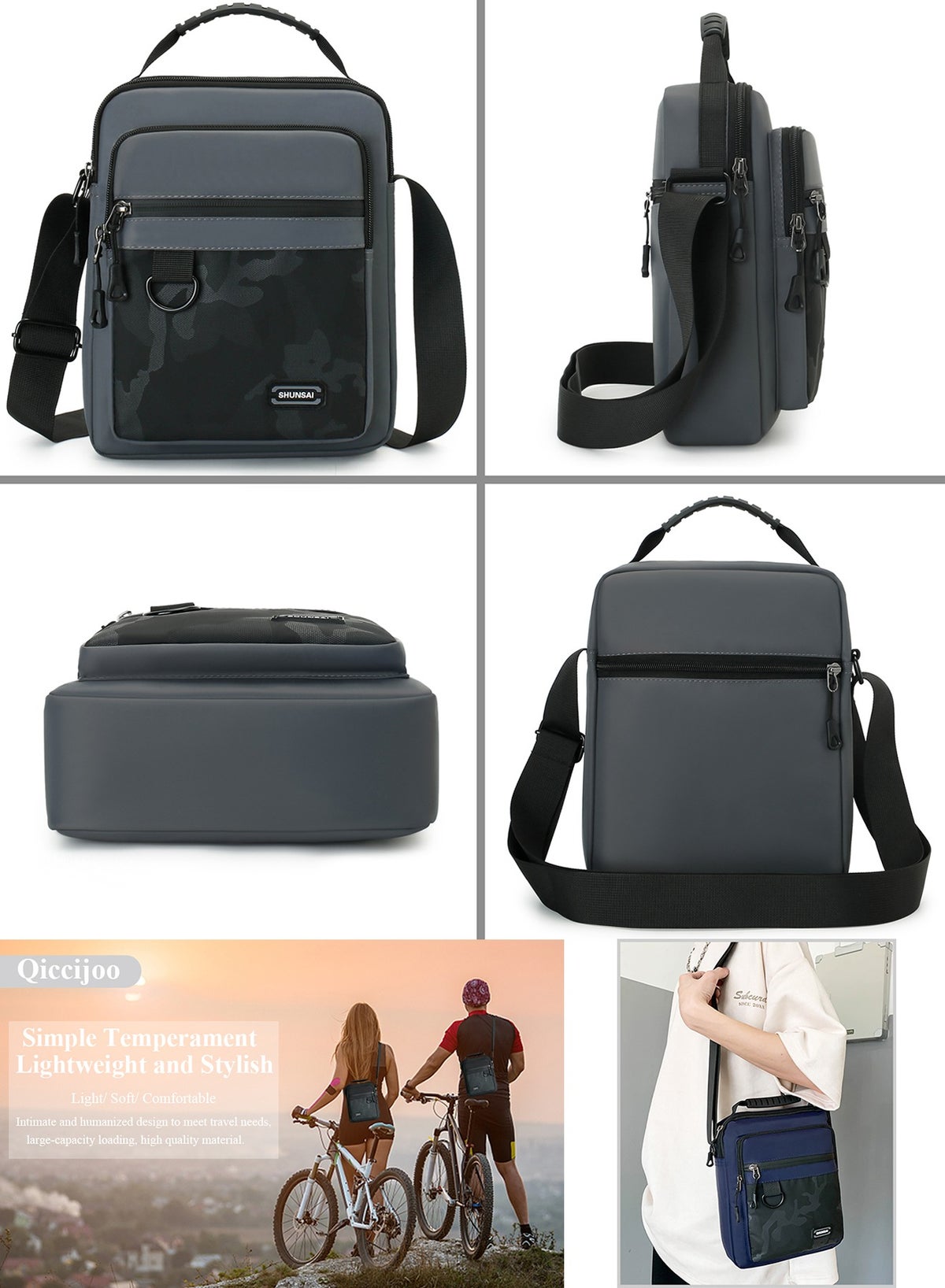 Waterproof Crossbody Messenger Bag for Men and Women - Multi-Pocket Tactical Shoulder Sling Bag with D-Ring & Top Handle | Travel, Office & Daily Commute (Black) - Image 3