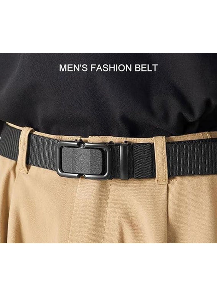 Men's Nylon Tactical Duty Belt - Automatic Ratchet Seatbelt Buckle Heavy Duty Webbing Belt for Outdoor, Military & Everyday Casual (Black) - Image 3