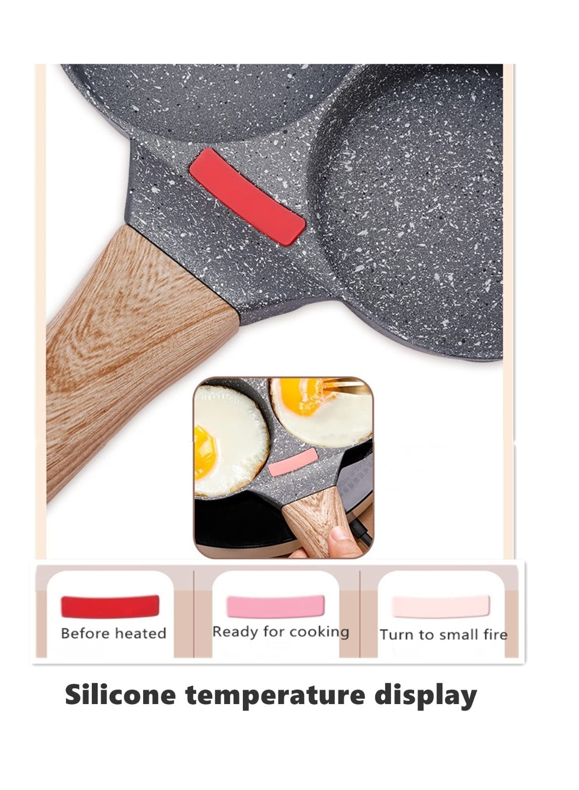 4-Cup Nonstick Egg Frying Pan with Temperature Sensor - Granite Breakfast Skillet for Eggs, Pancakes & Crepes | Induction & Gas Compatible - Image 4