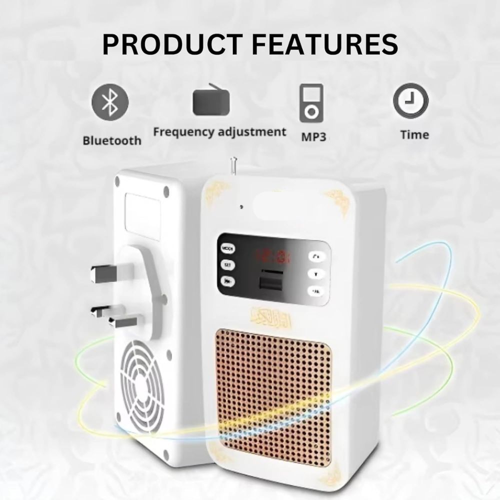 Holy Wall Quran Speaker SQ-669 - Bluetooth Smart Wall Plug Quran Player with Multi-Color LED Night Light, Wireless MP3 & Remote Control for Home and Mosque (UK 3-Pin Plug) - Image 3