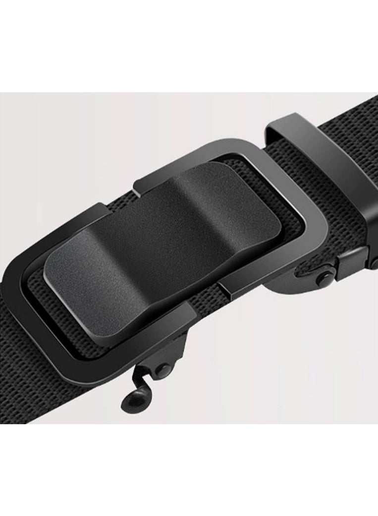 Men's Nylon Tactical Duty Belt - Automatic Ratchet Seatbelt Buckle Heavy Duty Webbing Belt for Outdoor, Military & Everyday Casual (Black) - Image 4