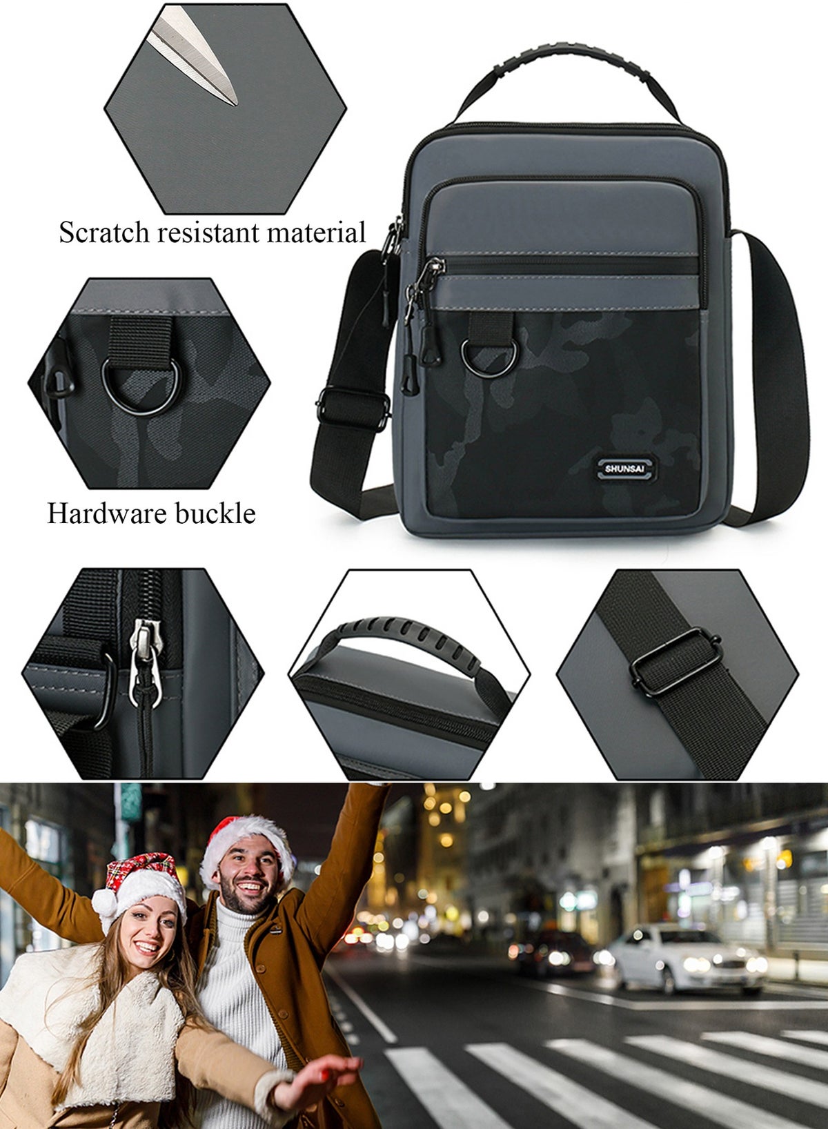 Waterproof Crossbody Messenger Bag for Men and Women - Multi-Pocket Tactical Shoulder Sling Bag with D-Ring & Top Handle | Travel, Office & Daily Commute (Black) - Image 5