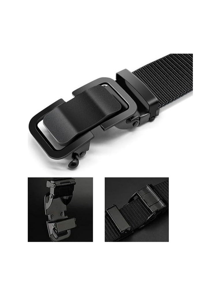 Men's Nylon Tactical Duty Belt - Automatic Ratchet Seatbelt Buckle Heavy Duty Webbing Belt for Outdoor, Military & Everyday Casual (Black) - Image 6